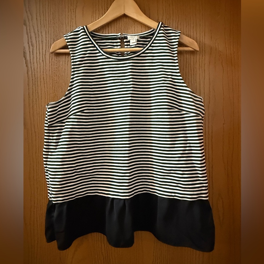 J. Crew Black and White Striped Dressy Tank Top/ Sleeveless Blouse, Sheer Bottom